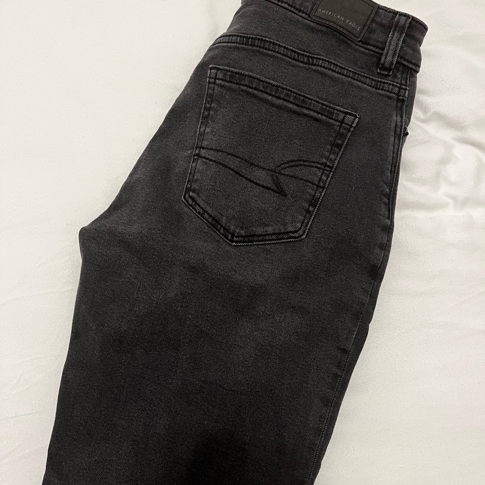 Black wash mom jeans